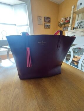 Kate Spade Purple and Pink Reversible Leather Tote
